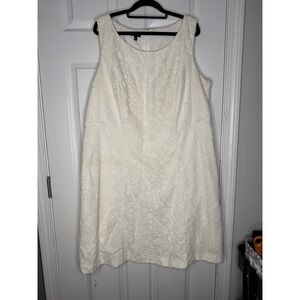TALBOTS Floral‎ Eyelet Lace Sheath Dress Ivory Size 16W